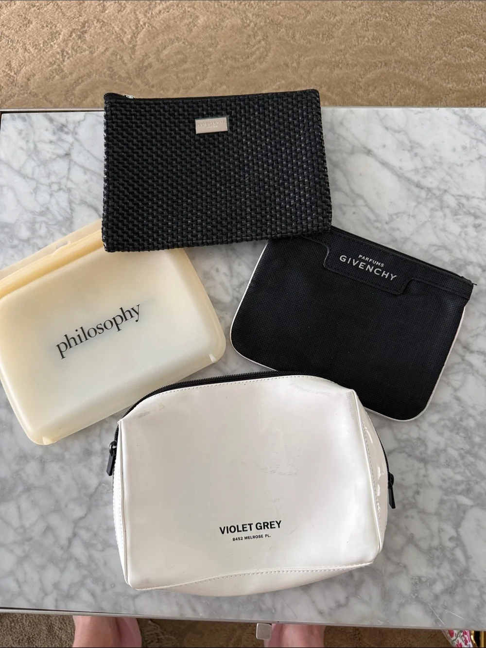 Givenchy Black Cosmetic Pouch with Assorted White & Cream Bags